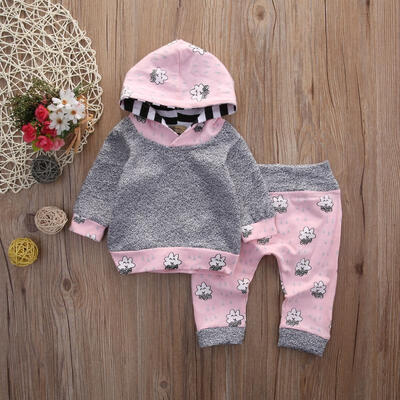 

Newborn Baby Boy Girls Cotton Hoodies T-shirt TopsPant Outfits Set Kids Clothes