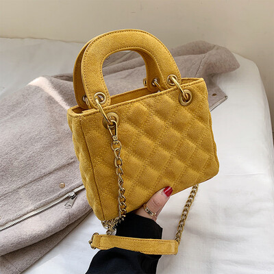 

Frosted texture small bag women 2019 new Korean Ling lattice chain messenger bag Joker hand bill of lading shoulder small square b