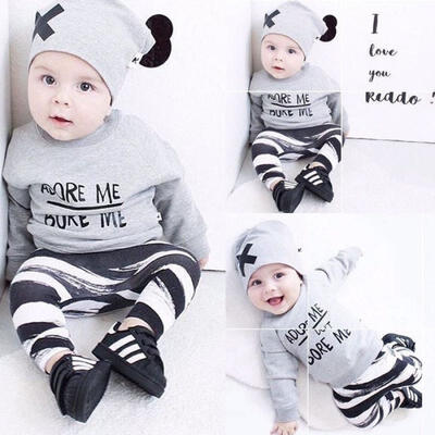 

Autumn Newborn Baby Boys Girl Long Sleeve Tops Long Pants Hat Outfits 3PCS Set Clothes