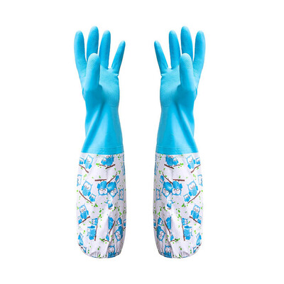 

Gobestart Waterproof Rubber Latex Flannel Washbowl Gloves Kitchen Household Cleaning Glove