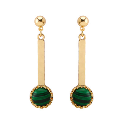 

Delicate Stripe Malachite Earrings Stud Earrings Fashion Jewelry Popular Temperament Long Earrings Earrings
