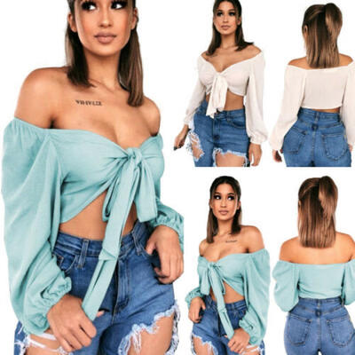 

Sexy Women Off Shoulder Casual Bralet Tank Top Cami Tops Blouse T-Shirt Crop