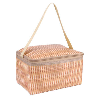 

Portable Imitation Rattan Lunch Bag Insulated Thermal Cooler Lunch Box Tote