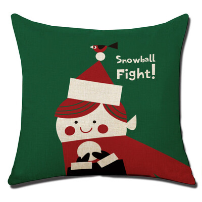 

〖Follure〗Christmas Linen Square Throw Flax Pillow Case Decorative Cushion Pillow Cover A