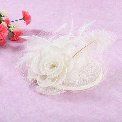 

Greensen Bride Women Hat Wedding Party Lace Veils Formal Hats Hair Clip with Feather