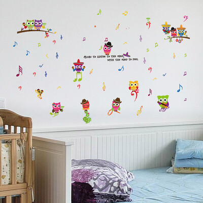 

〖Follure〗Music Owl Birds Branch Removable Kids Decor Mural Wall Stickers Decal