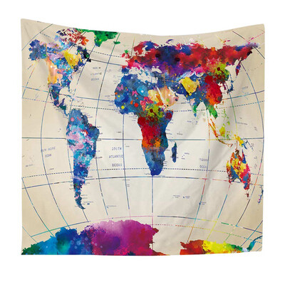 

Tapestry Watercolor World Map Tapestry Wall Hanging Colorful Map Tapestry Beach Tapestry Indian Dorm Decor Bedroom Living Room