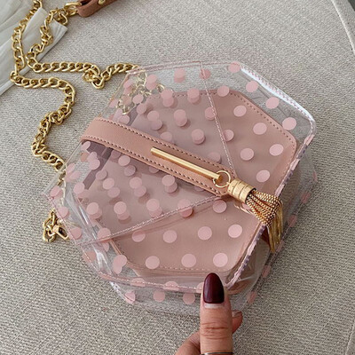 

Summer transparent jelly bag 2019 new Korean version of Joker shoulder slung fashion chain bag