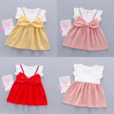 

UK Toddler Kid Baby Girl Dress Bow-Knot Princess Pageant Party Tutu Dress Summer