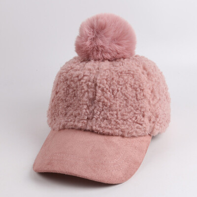 

Ladies Hat FallWinter Lamb Velvet Baseball Hat Korean version of simple&stylish Cap students outdoor warm visor