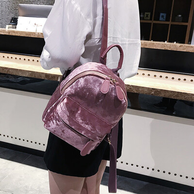 

Tailored Women Girl Velour Backpack Student Solid Color Travel School Crossbody Bag