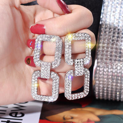 

Fashion New Zinc Alloy Hyperbole Square Women Dangle Earrings Americans Exaggerated Geometric Earrings Simple Long Eardrop
