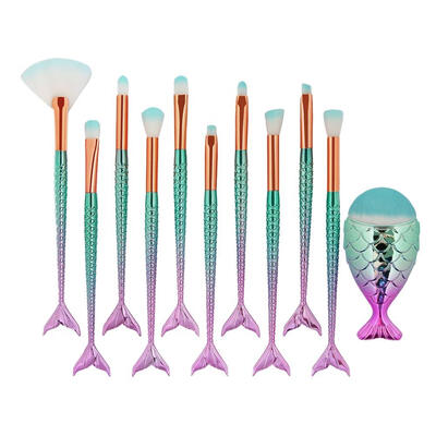 

11pcsSet Mermaid Gradient Color Eye Makeup Brushes Foundation Beauty Tool