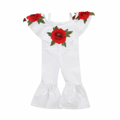 

Kids Baby Girls Off shoulder Flower Romper Jumpsuits Trousers Outfits Clothes