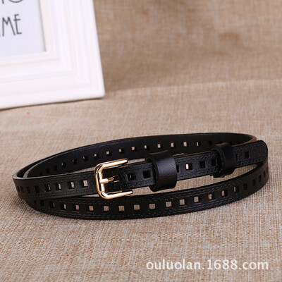 

New cowhide knotted thin belt female decoration with dress fashion Korean version of the wild leather fine belt