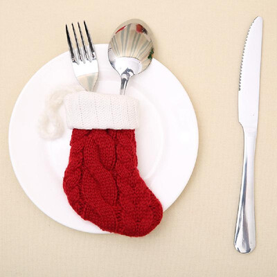 

Christmas Knitted Socks Gift Bag Cutlery Set New Style Christmas Tree Pendant Christmas Home kitchen tablewa Decoration