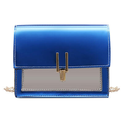 

Women Contrast Color Shoulder Bag Flap Hasp Patent Leather Crossbody Bags