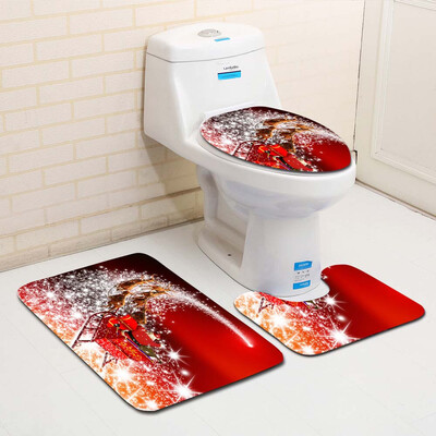 

Tailored 3PCS Fancy Santa Toilet Seat Cover&Rug Bathroom Set Christmas Decor