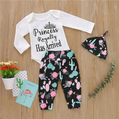 

Newborn Baby Girl Cactus Romper Tops Jumpsuit Floral Pants Outfits Clothes Set