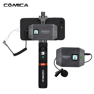 

COMICA CVM-WS50A 6-Channel UHF Wireless Smartphone Lavalier Microphone System 197ft Range with Phone Holder Grip Remote Cont