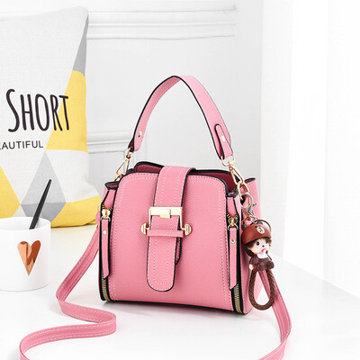 

Temperament small square bag basic color pumping bucket bag simple casual wild Korean fashion bag female