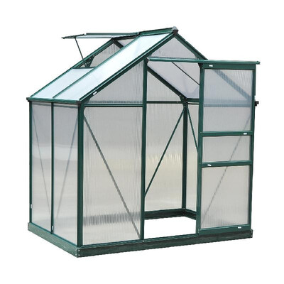 

6L x 4W x 7H Polycarbonate Walk-In Garden Greenhouse - Dark Green