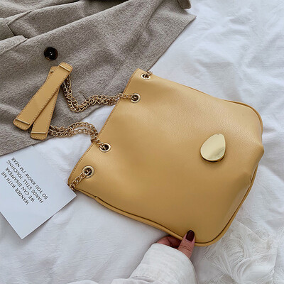 

Korean version 100 lap chain bag ins network celebrity advanced foreign gas bag new 2019 simple bucket bag oblique satchel bag