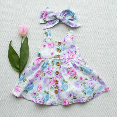 

Newborn Baby Girls Sleeveless Floral Dress Tutu Skirt Clothes Summer Sundress