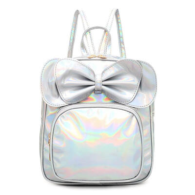 

Cute Girls Laser Bowknot Decor Backpacks Women Small School Bags Knapsack