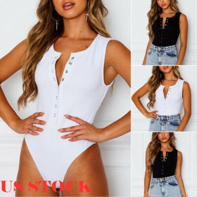 

US Women Sleeveless Romper Jumpsuit Playsuit Bodycon Bodysuit Top BlouseSwimwear