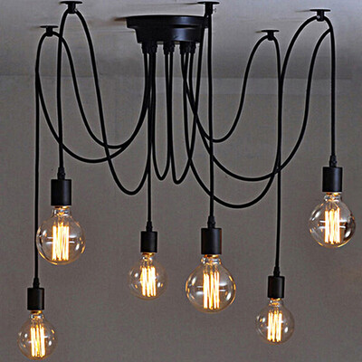 

6810 Retro Edison bulb chandelier Wrought Iron Lamps Spider light Restaurant Bar Ceiling Lights
