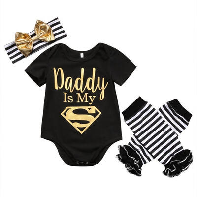 

Newborn Baby Boy Girl Clothes Set Top Romper Leg Warmer Bow Headband Outfits Set