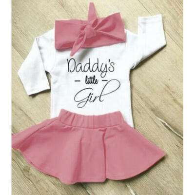 

US 3PCS Newborn Baby Girl Autumn Clothes Romper Jumpsuit Bodysuit Skirt Outfits