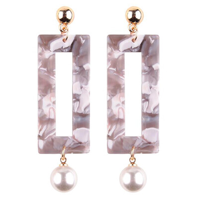 

Fashion Geometric Acrylic Drop Earrings For Women Simulated Pearl Dangel Long Square Earring Female Boho Jewelry