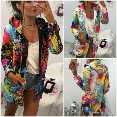 

Women Warm Hooded Trench Colorful Long Windbreaker Parka Jacket Coat Outwear Top
