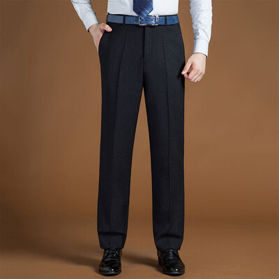 

WENGUANGUO winter thickening plus velvet mens trousers straight high waist free hot loose warm formal suit suit pants 7959