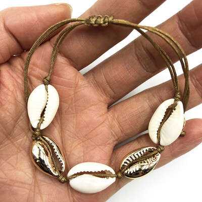 

Fashion 2019 Gold Color Cowrie Shell Choker Necklace Women Bohemia Statement Collier Punk Bead Rope Chain Necklace