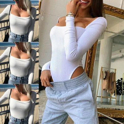 

UK Stock Women Long Sleeve Bandage Bodysuit Leotard Tops Blouse Jumpsuit Rompers