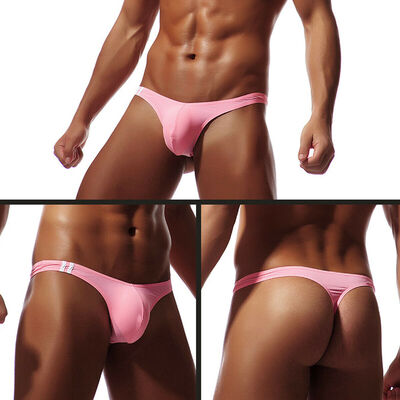 

New Men Ice Silk Boxer Briefs Bulge Pouch Thong T-back G-string Underwear Hot