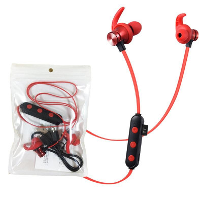 

XT-22 Magnetic BT Earphone Wireless Stereo Earbud Sport Headset with Mic TF Card MP3 Player for Smartphone Tablet Red