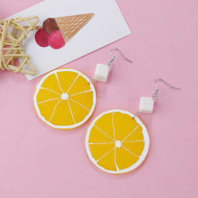 

Flashbuy Acrylic Lemon Statement Earrings for Women Lemon Pattern Round Earrings Pendientes Girls Jewelry Party Accessories