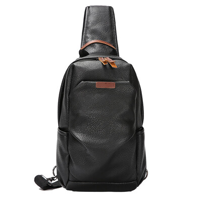 

Soft leather breast bag large capacity breast bag Korean fashion single shoulder bag recreational slanting leather waist bag