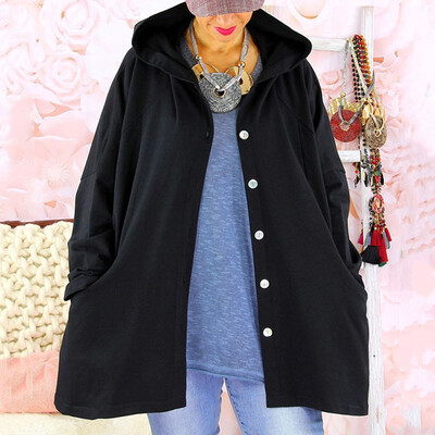 

2019 Autumu&Winter Fashion Women Thin section Solid color Causual Hooded Windbreaker coat