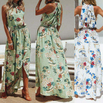 

Women Boho Floral Long Maxi Dress Cocktail Party Holiday Summer Beach Sundress