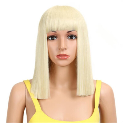 

Noble Synthetic Wig For Black Women613 White Women Short Wig Straight 14 Inch Blonde Wig Cosplay Hair Synthetic Lace Front Wig