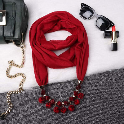 

Fashionable Elegant Pendant Scarf Necklace Bohemia Polyester Scarves Pendants Jewelry Foulard Female Accessories For Women Multico
