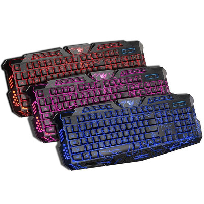 

J10 Keyboard Mouse Combo Colorful Adjustable LED Color Backlit Ergonomic Gaming Keyboard with Mouse Set for Gaming Fans English V