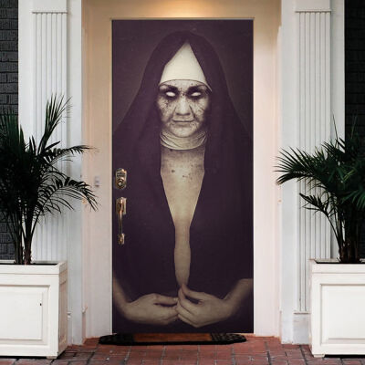 

2019 Halloween Horror Nun Door Sticker For Halloween Unique 3D Door Sticker DIY Festive Party Decoration