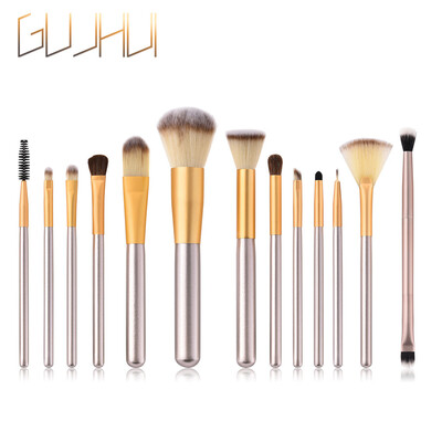 

〖Follure〗13PCS Champagne Wooden Cosmetic Makeup Brush Foundation Powder Eyeshadow Brush