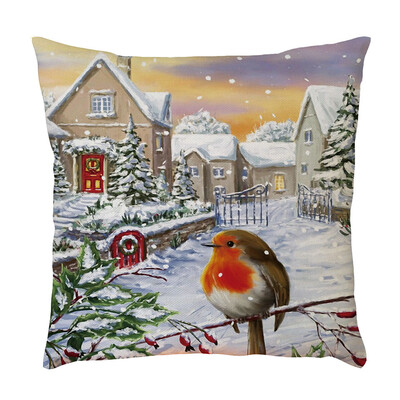 

Tailored Merry Christmas Linen Pillowcase Sofa Pad Set Home Decoration 18x18 Inch